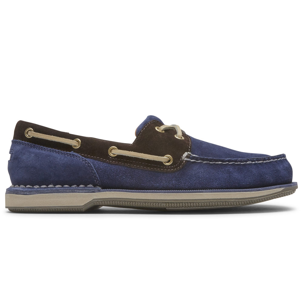 Rockport Mens Boat Shoes Blue - Perth - UK 236-MWENPI